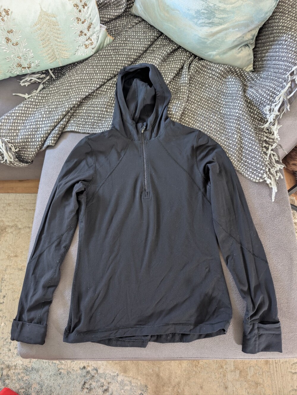 Lululemon Women's Black Hooded Half-Zip Pullover Jacket